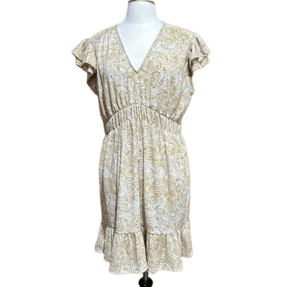 Michael Michael Kors Women's Paisley-Print Flutter-Sleeve Mini Dress - EUC
